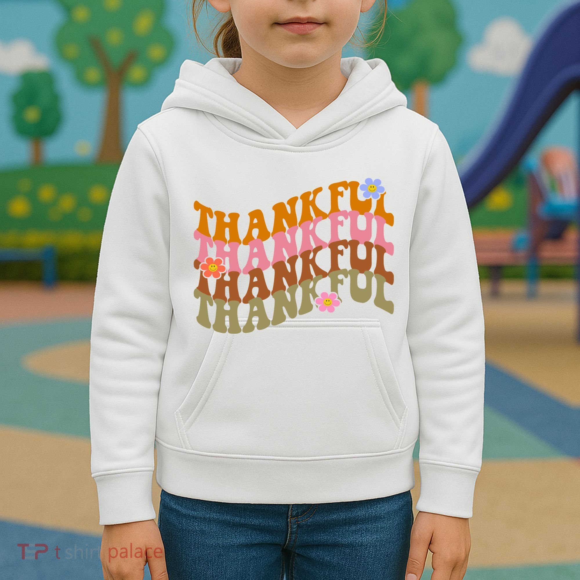 Thankful Retro Sunflower Cute Gift Kids Hoodie