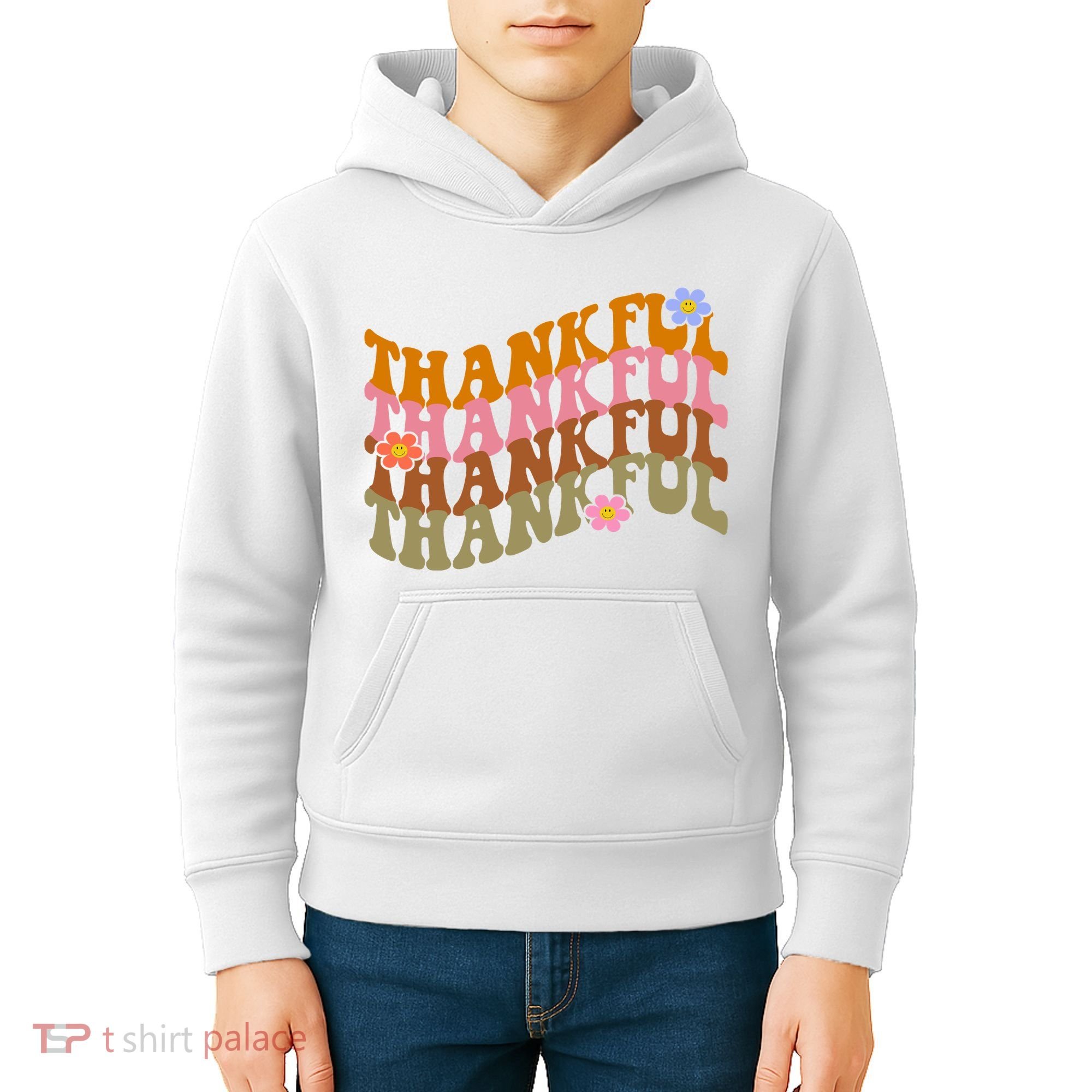 Thankful Retro Sunflower Cute Gift Kids Hoodie