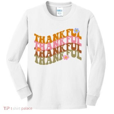 Thankful Retro Sunflower Cute Gift Kids Long Sleeve Shirt