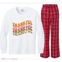 Thankful Retro Sunflower Cute Gift Kids Long Sleeve Plaid Pajama Set thumb 0