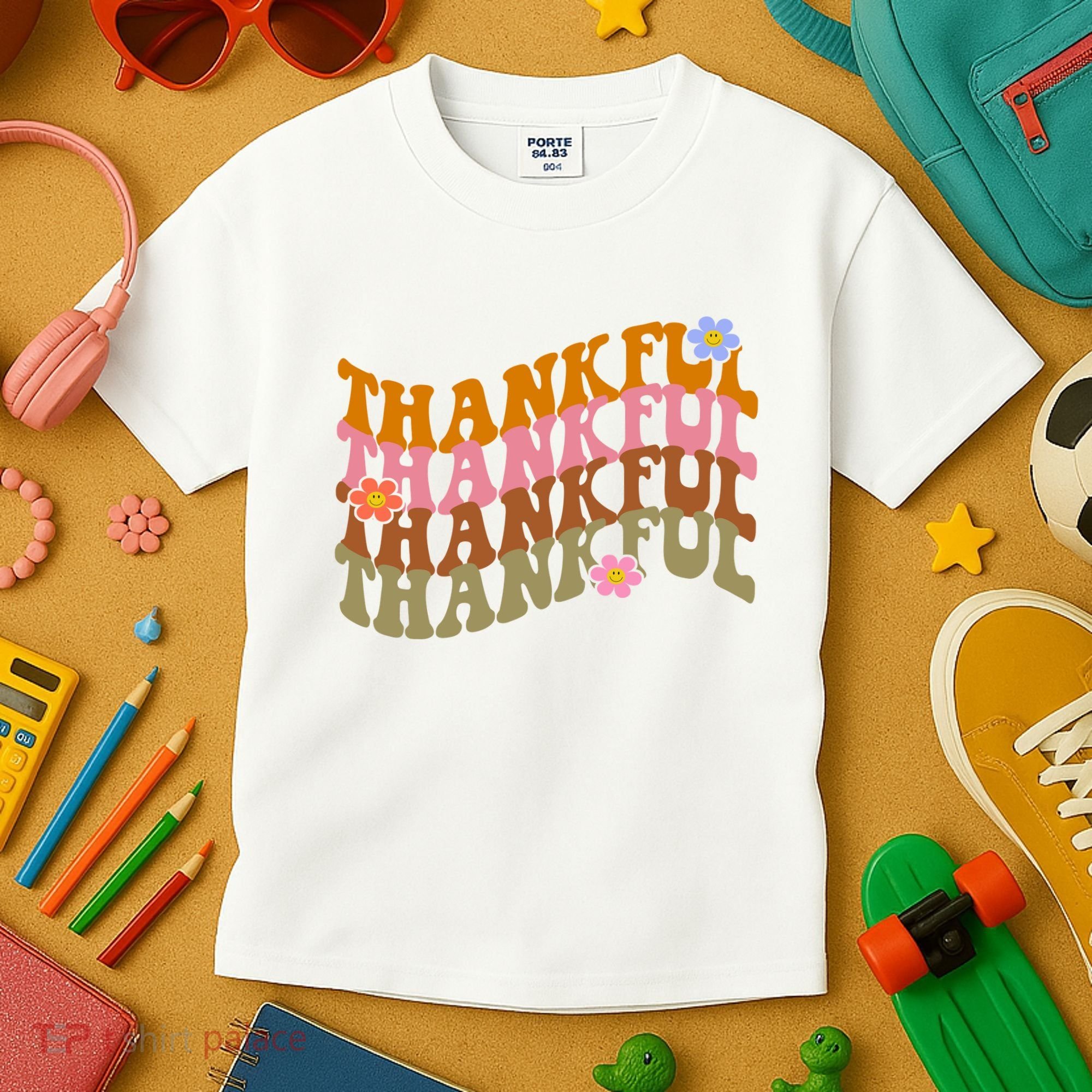 Thankful Retro Sunflower Cute Gift Kids T-Shirt