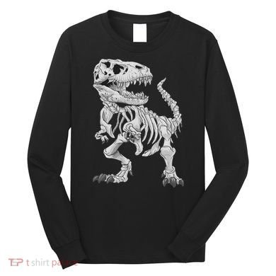 T Rex Skeleton Dino Bones Paleontologist Fossil Dinosaur Long Sleeve Shirt