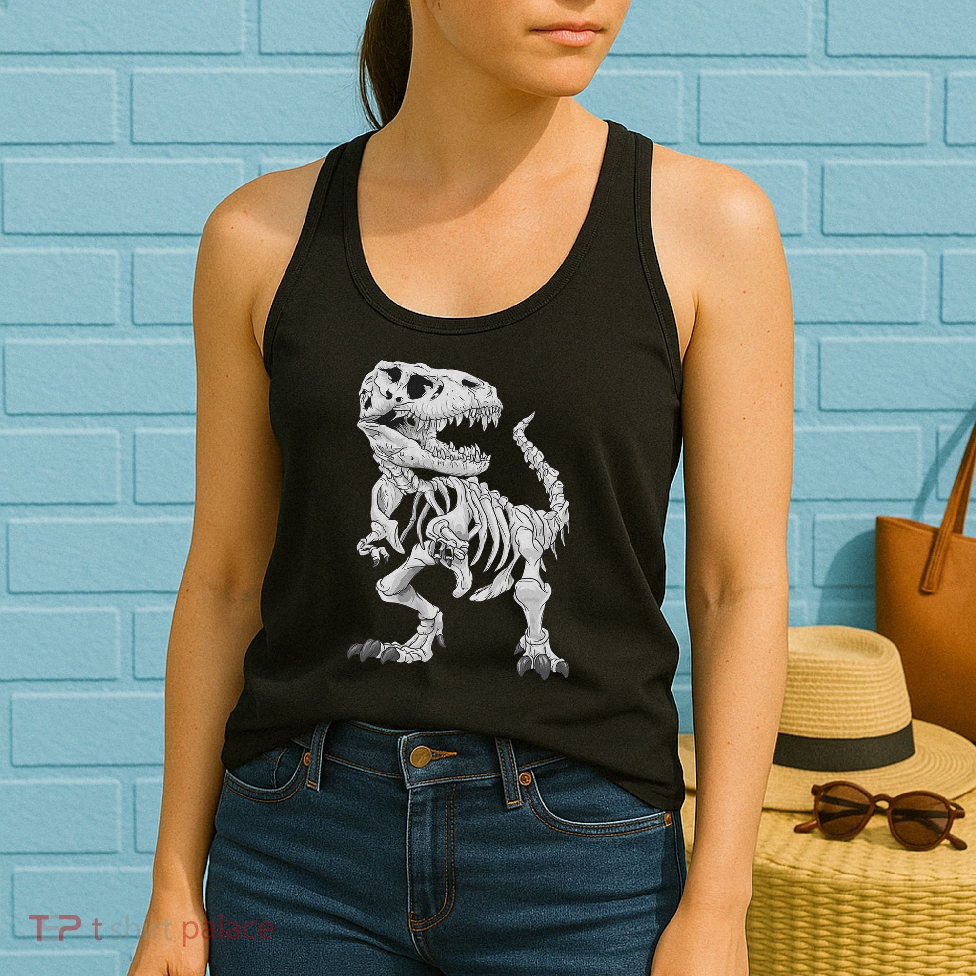 T Rex Skeleton Dino Bones Paleontologist Fossil Dinosaur Women's Tank Top