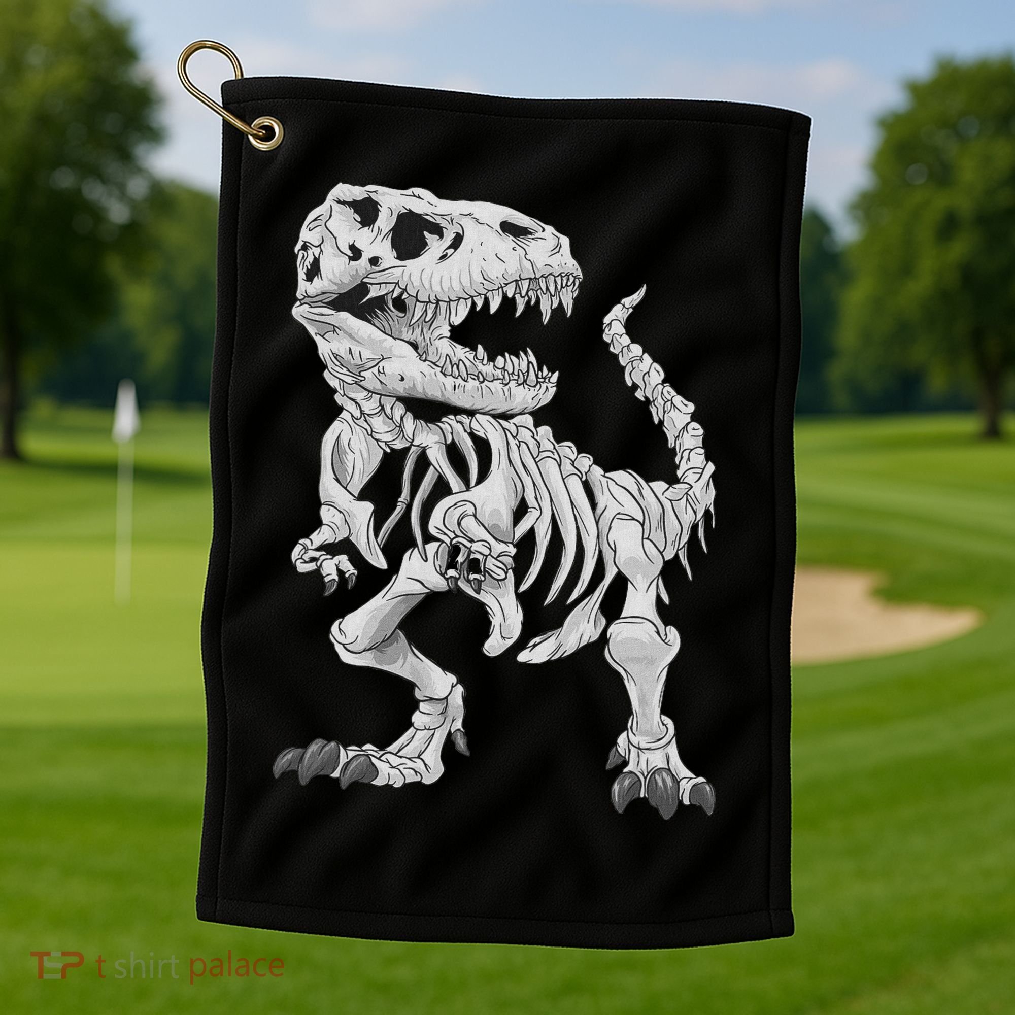 T Rex Skeleton Dino Bones Paleontologist Fossil Dinosaur Golf Towel
