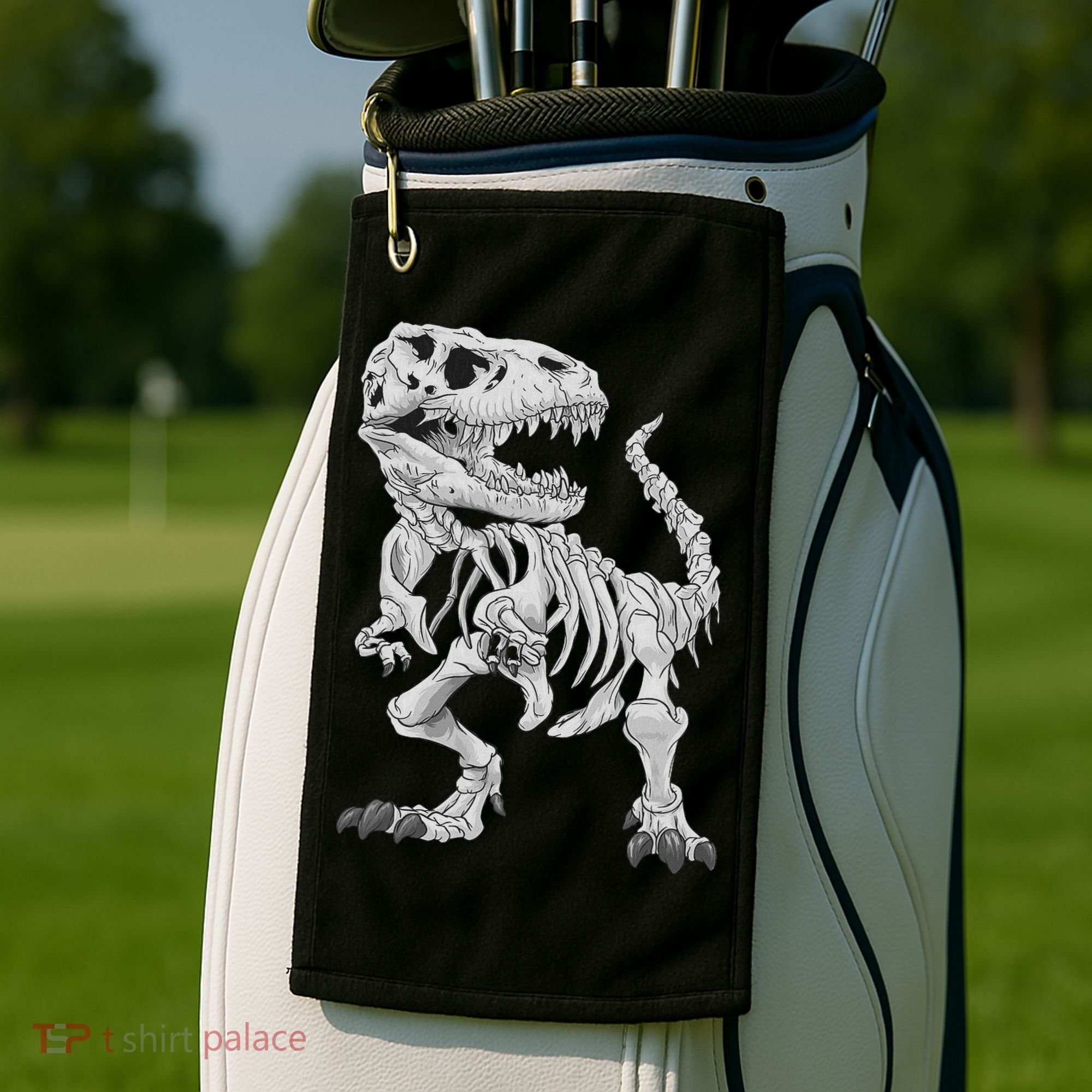 T Rex Skeleton Dino Bones Paleontologist Fossil Dinosaur Golf Towel
