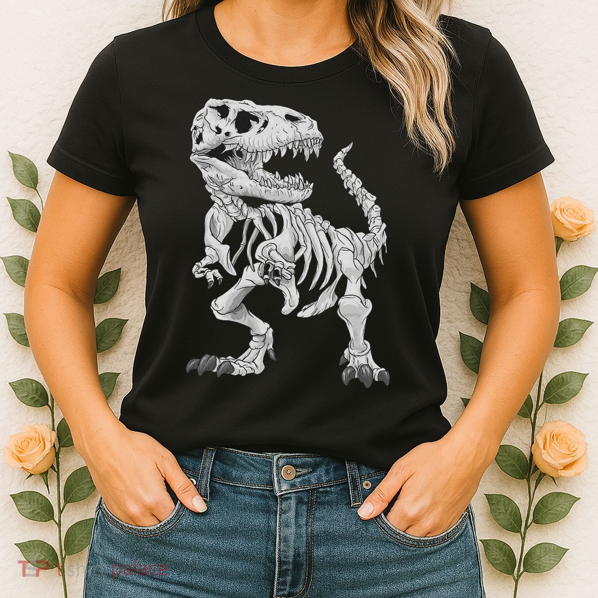 T Rex Skeleton Dino Bones Paleontologist Fossil Dinosaur Women's T-Shirt