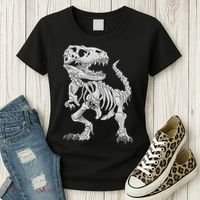 T Rex Skeleton Dino Bones Paleontologist Fossil Dinosaur Women's T-Shirt thumb 3