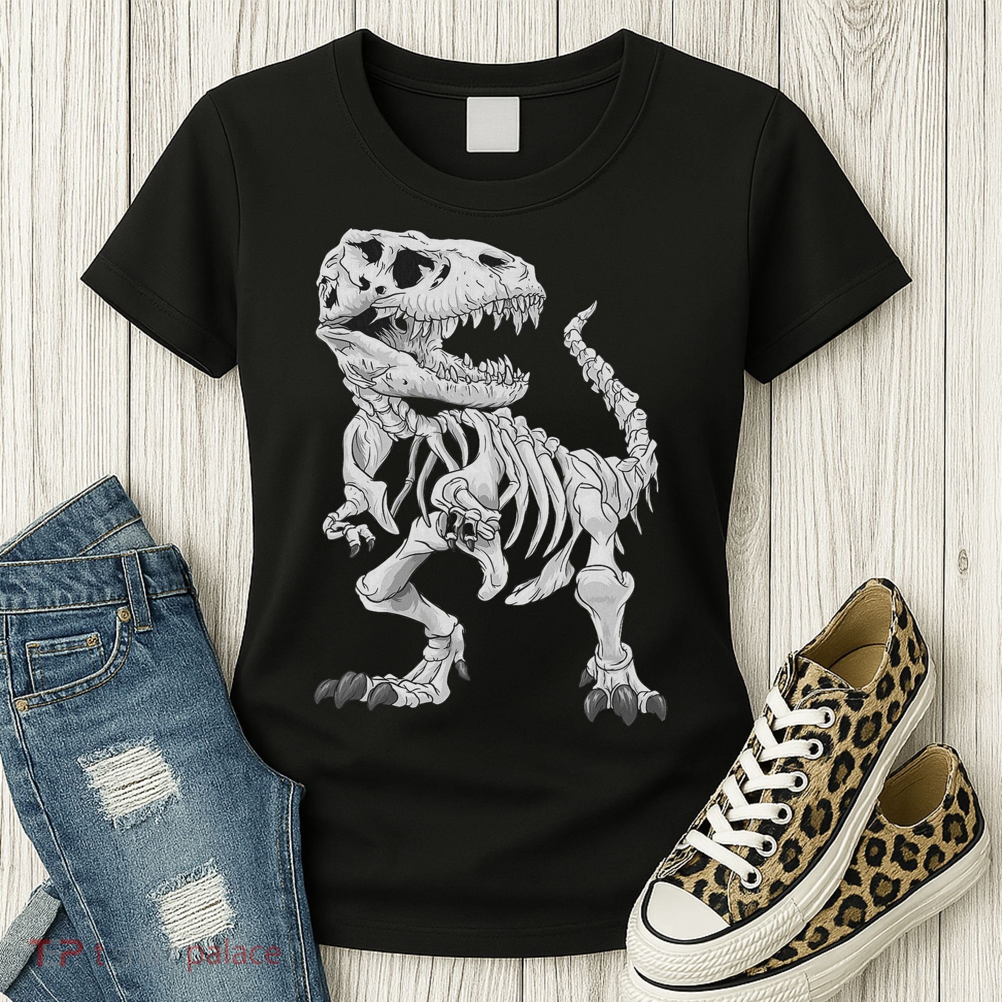 T Rex Skeleton Dino Bones Paleontologist Fossil Dinosaur Women's T-Shirt