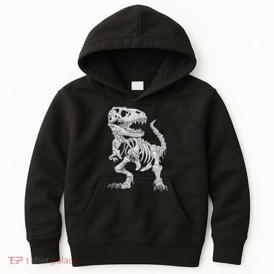 T Rex Skeleton Dino Bones Paleontologist Fossil Dinosaur Kids Hoodie