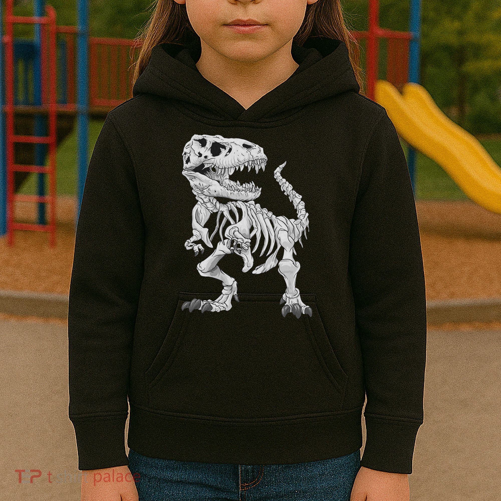T Rex Skeleton Dino Bones Paleontologist Fossil Dinosaur Kids Hoodie