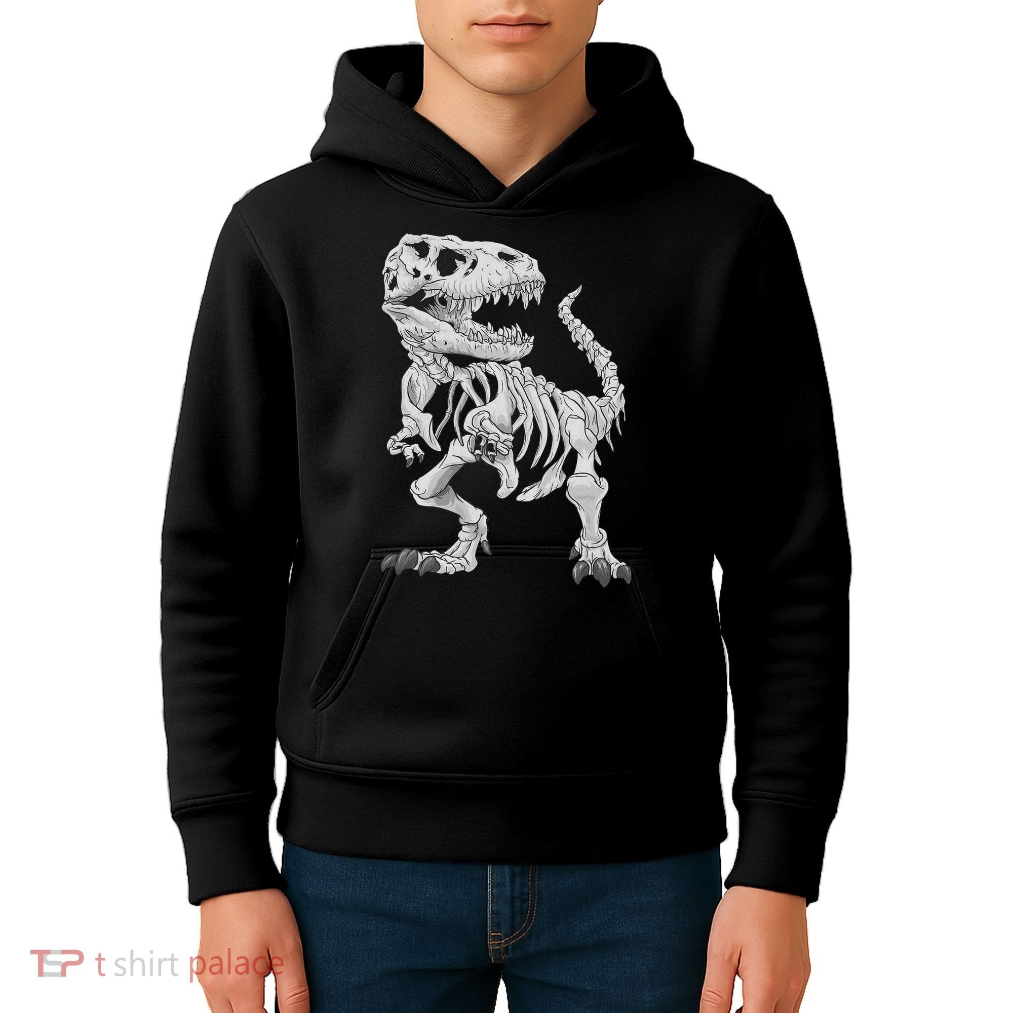 T Rex Skeleton Dino Bones Paleontologist Fossil Dinosaur Kids Hoodie