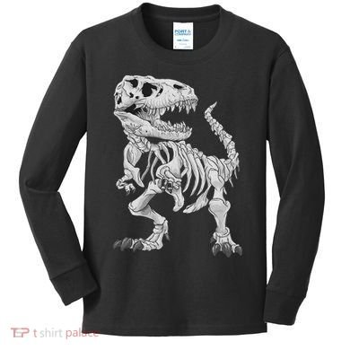 T Rex Skeleton Dino Bones Paleontologist Fossil Dinosaur Kids Long Sleeve Shirt