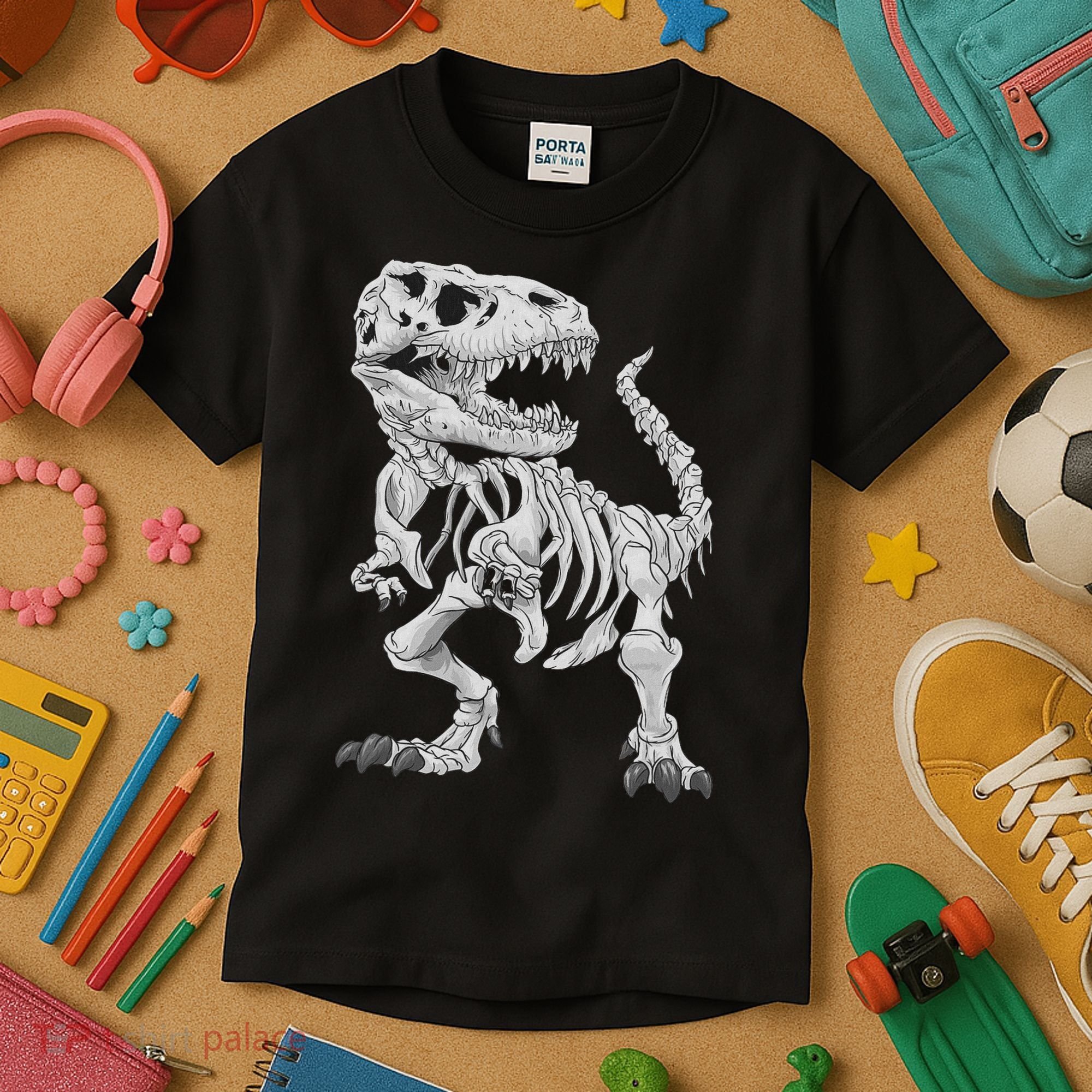 T Rex Skeleton Dino Bones Paleontologist Fossil Dinosaur Kids T-Shirt