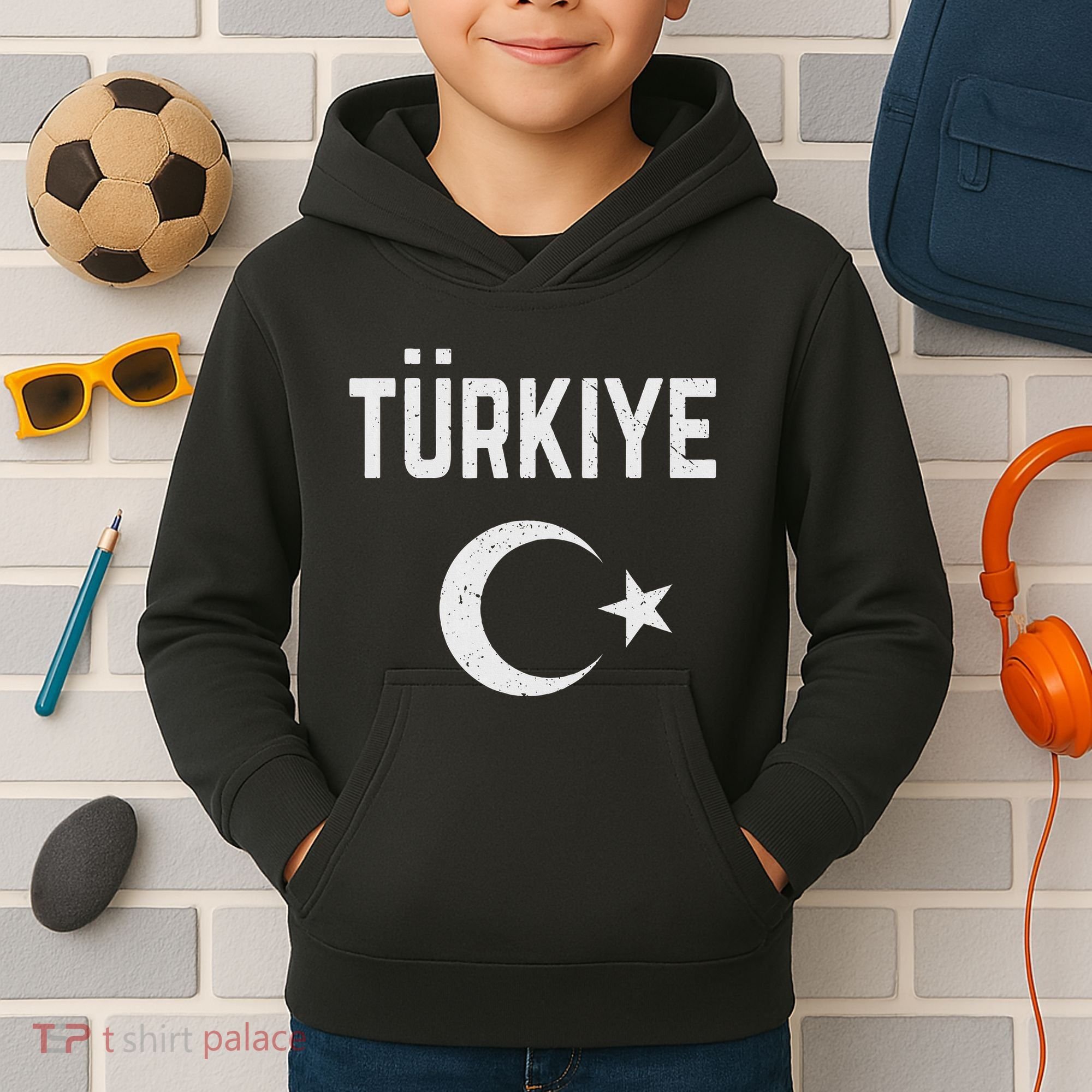 Turkey Retro Soccer Kids Hoodie