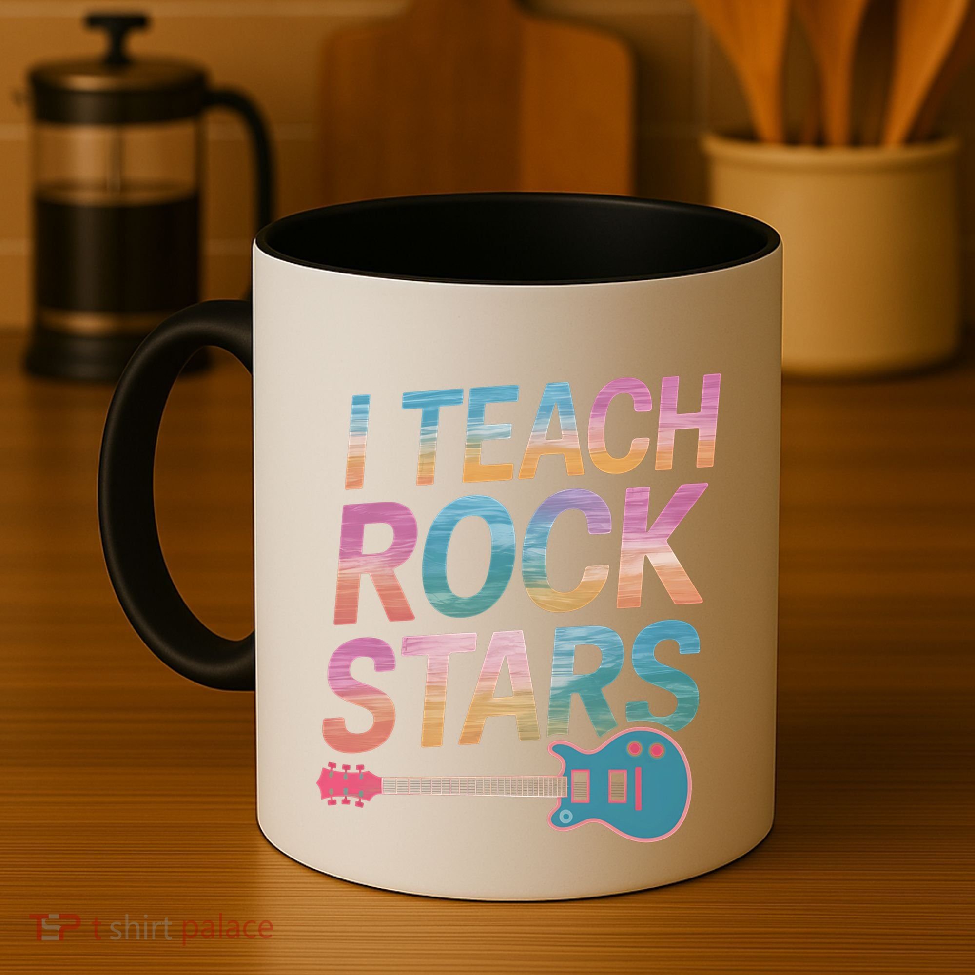 Teacher Rock Star Funny Back To School Guitar Teacher Gift Great Gift Coffee Mug