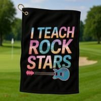 Teacher Rock Star Funny Back To School Guitar Teacher Gift Great Gift Golf Towel thumb 1