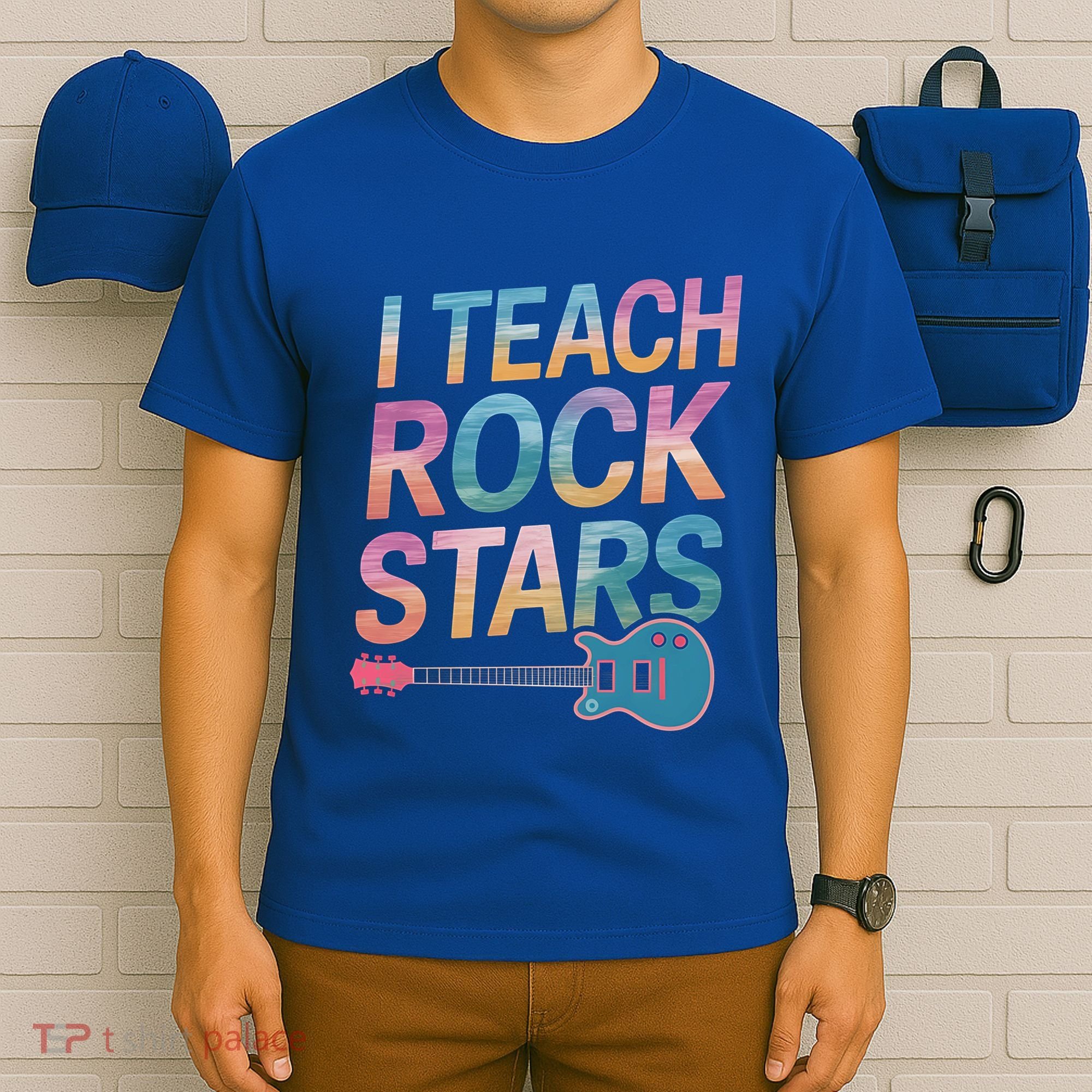 Teacher Rock Star Funny Back To School Guitar Teacher Gift Great Gift T-Shirt
