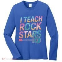 Teacher Rock Star Funny Back To School Guitar Teacher Gift Great Gift Women's Long Sleeve Shirt thumb 0