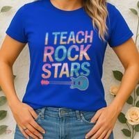 Teacher Rock Star Funny Back To School Guitar Teacher Gift Great Gift Women's T-Shirt thumb 2