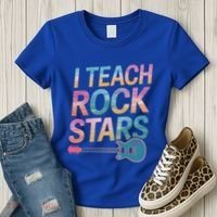 Teacher Rock Star Funny Back To School Guitar Teacher Gift Great Gift Women's T-Shirt thumb 3