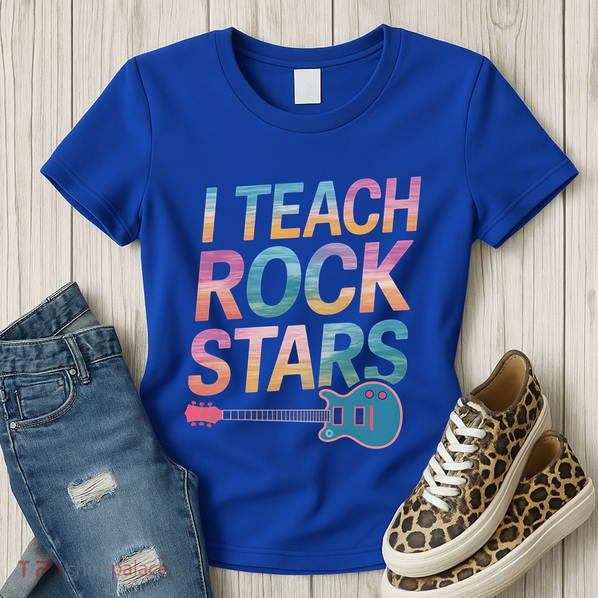 Teacher Rock Star Funny Back To School Guitar Teacher Gift Great Gift Women's T-Shirt