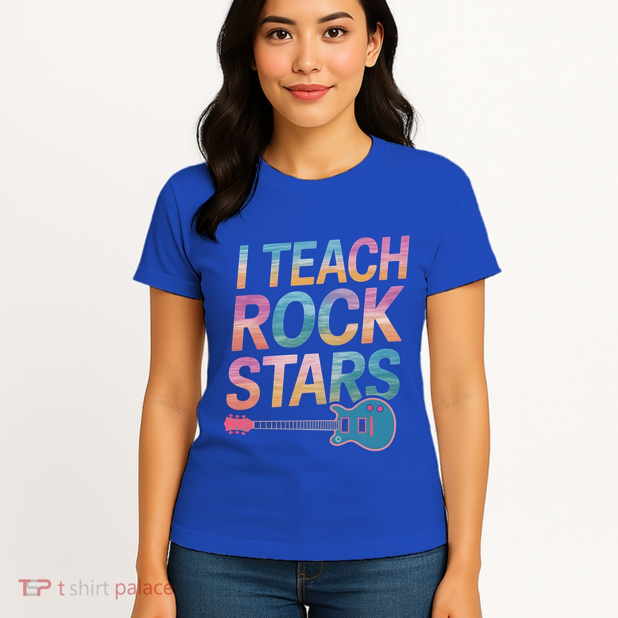 Teacher Rock Star Funny Back To School Guitar Teacher Gift Great Gift Women's T-Shirt