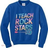 Teacher Rock Star Funny Back To School Guitar Teacher Gift Great Gift Kids Sweatshirt thumb 0