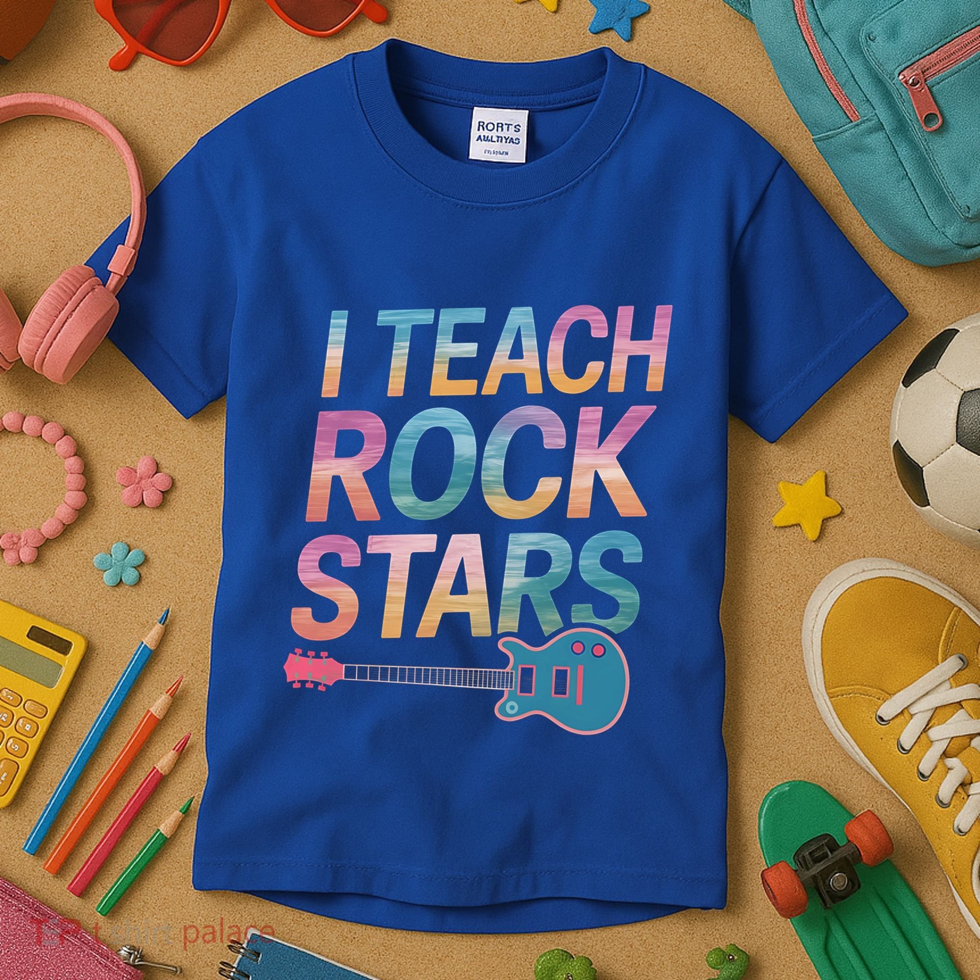 Teacher Rock Star Funny Back To School Guitar Teacher Gift Great Gift Kids T-Shirt