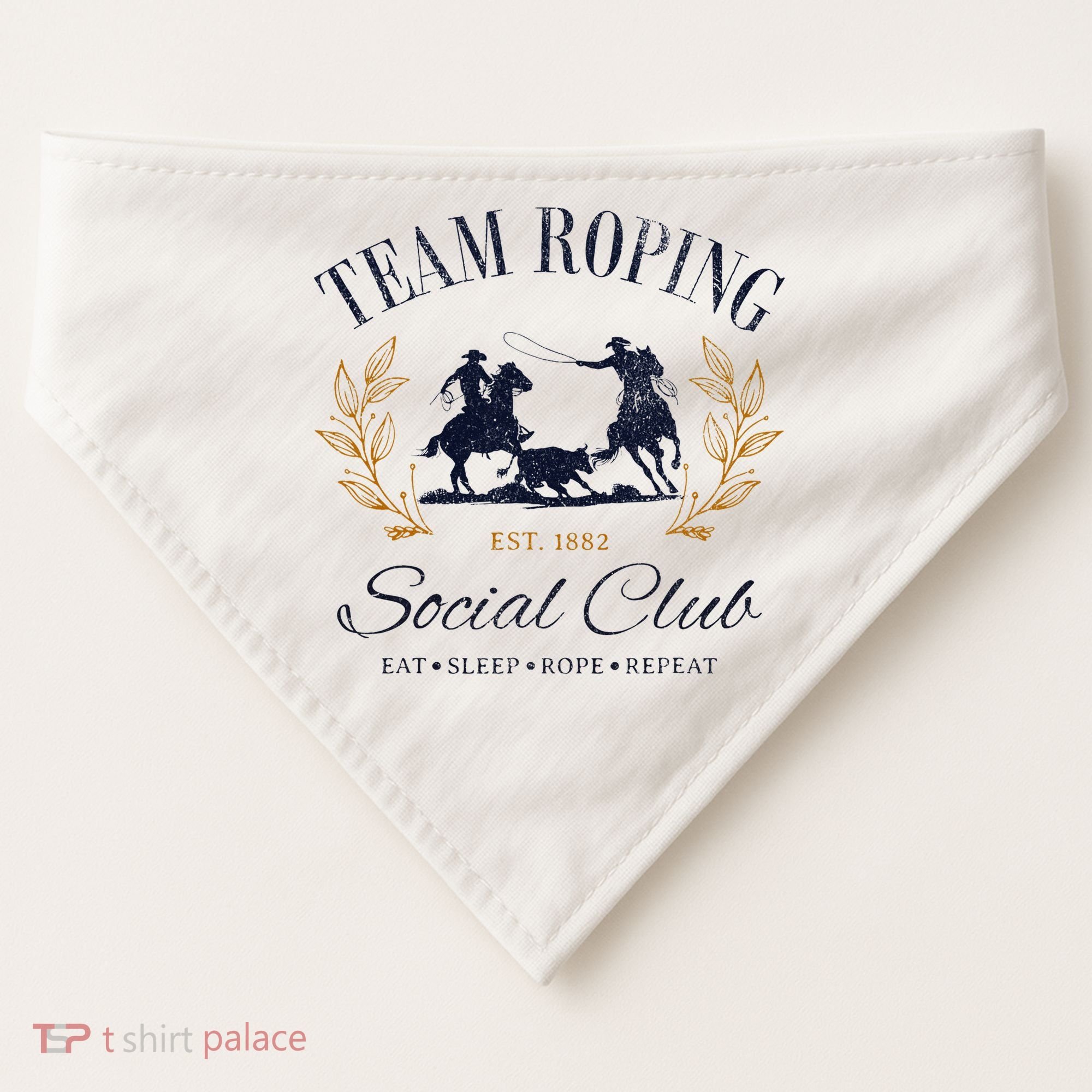Team Roping Social Club Eat Sleep Rope Texas Rodeo USA-Made Doggie Bandana