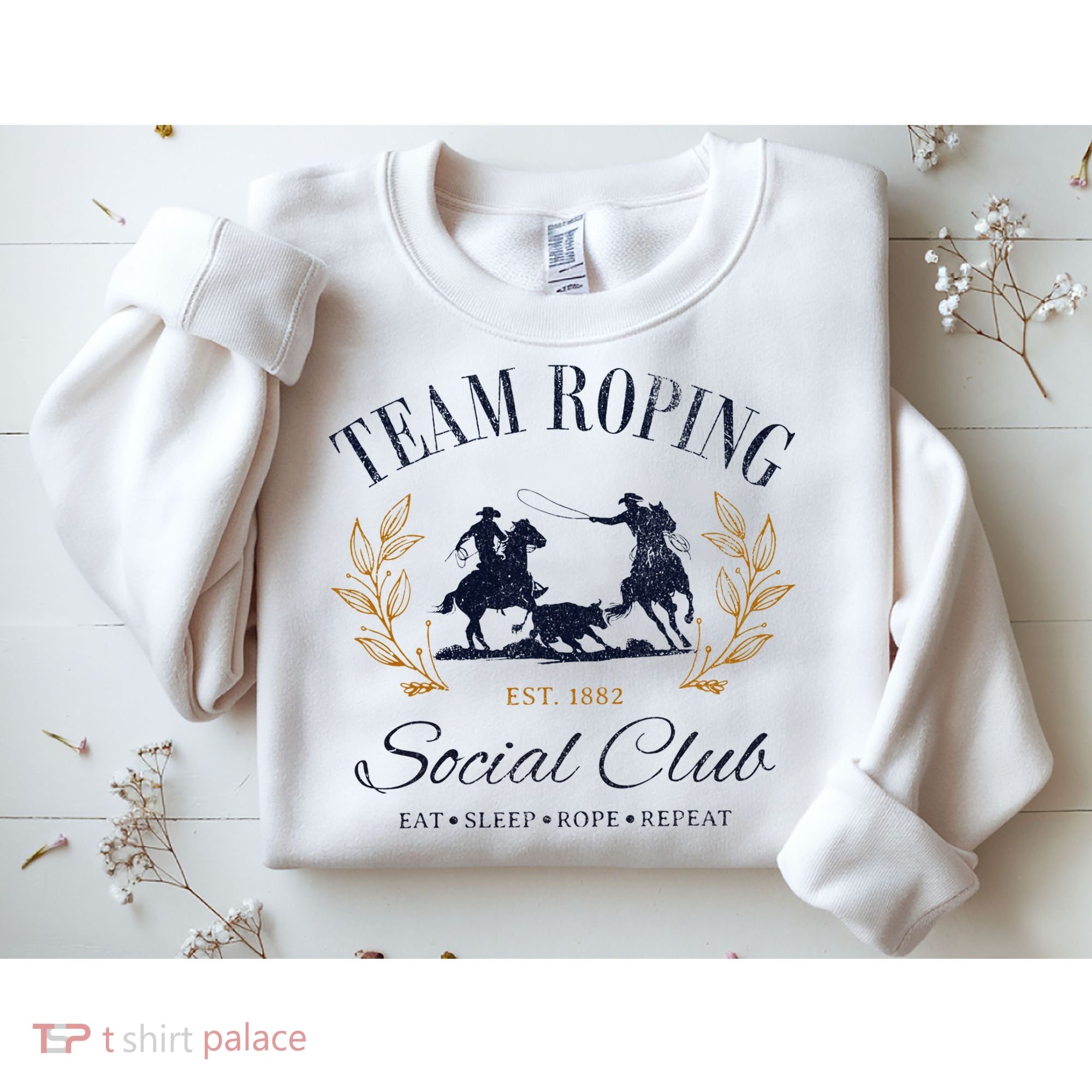 Team Roping Social Club Eat Sleep Rope Texas Rodeo Sweatshirt