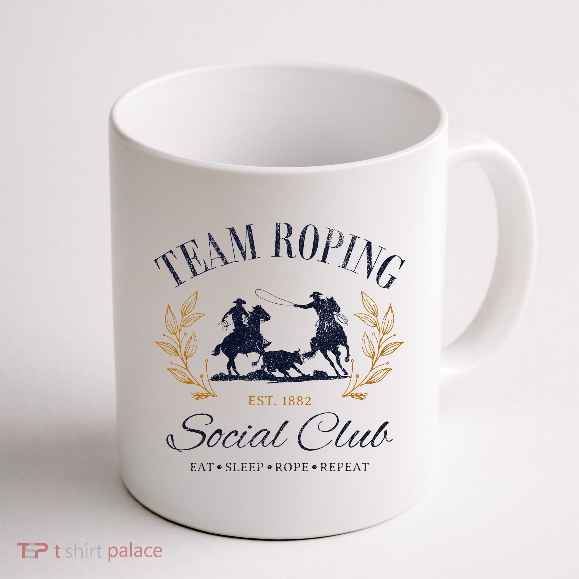 Team Roping Social Club Eat Sleep Rope Texas Rodeo Coffee Mug
