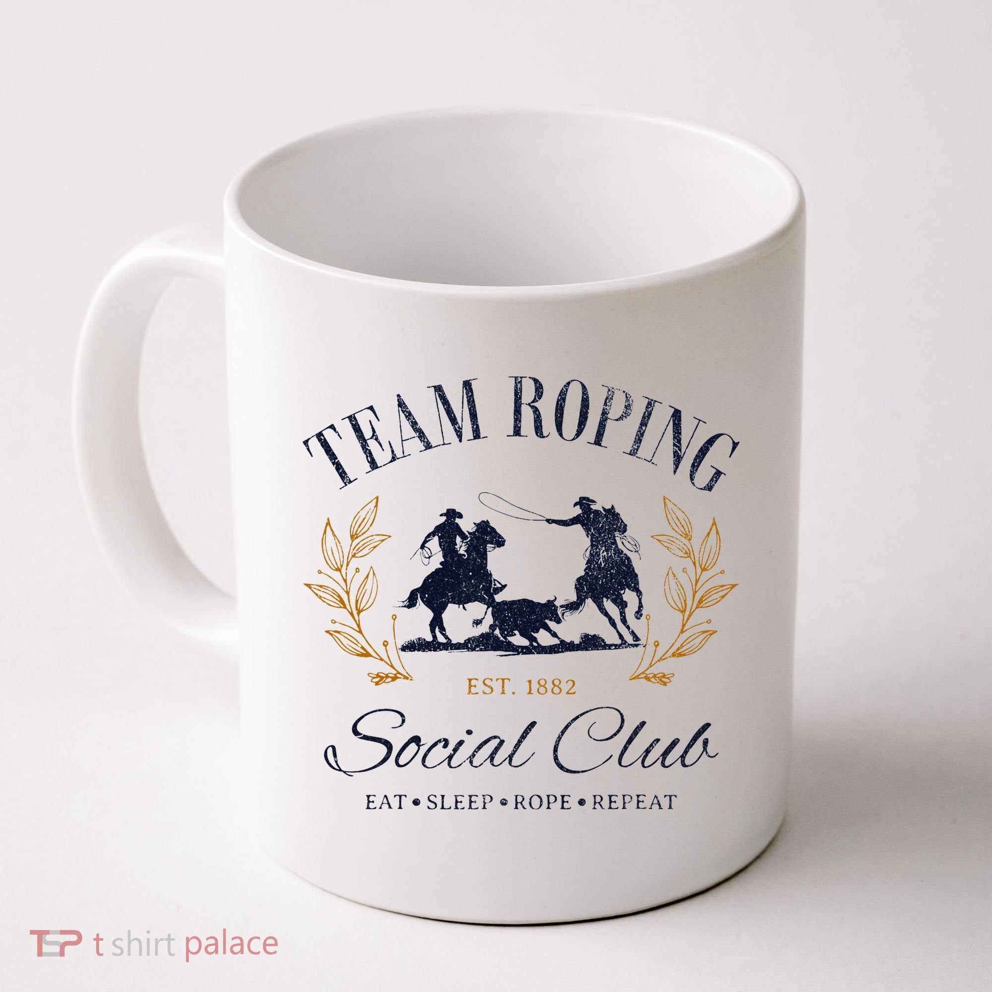 Team Roping Social Club Eat Sleep Rope Texas Rodeo Coffee Mug