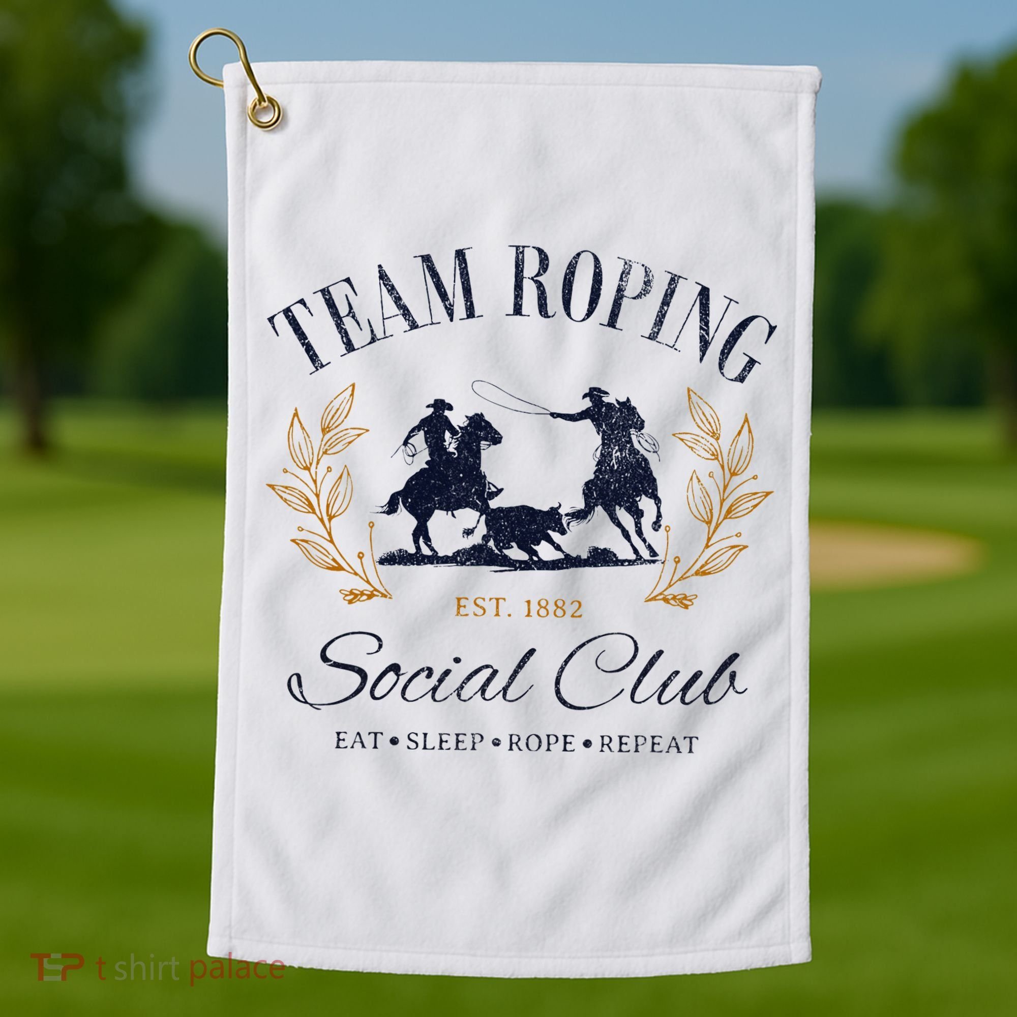 Team Roping Social Club Eat Sleep Rope Texas Rodeo Golf Towel