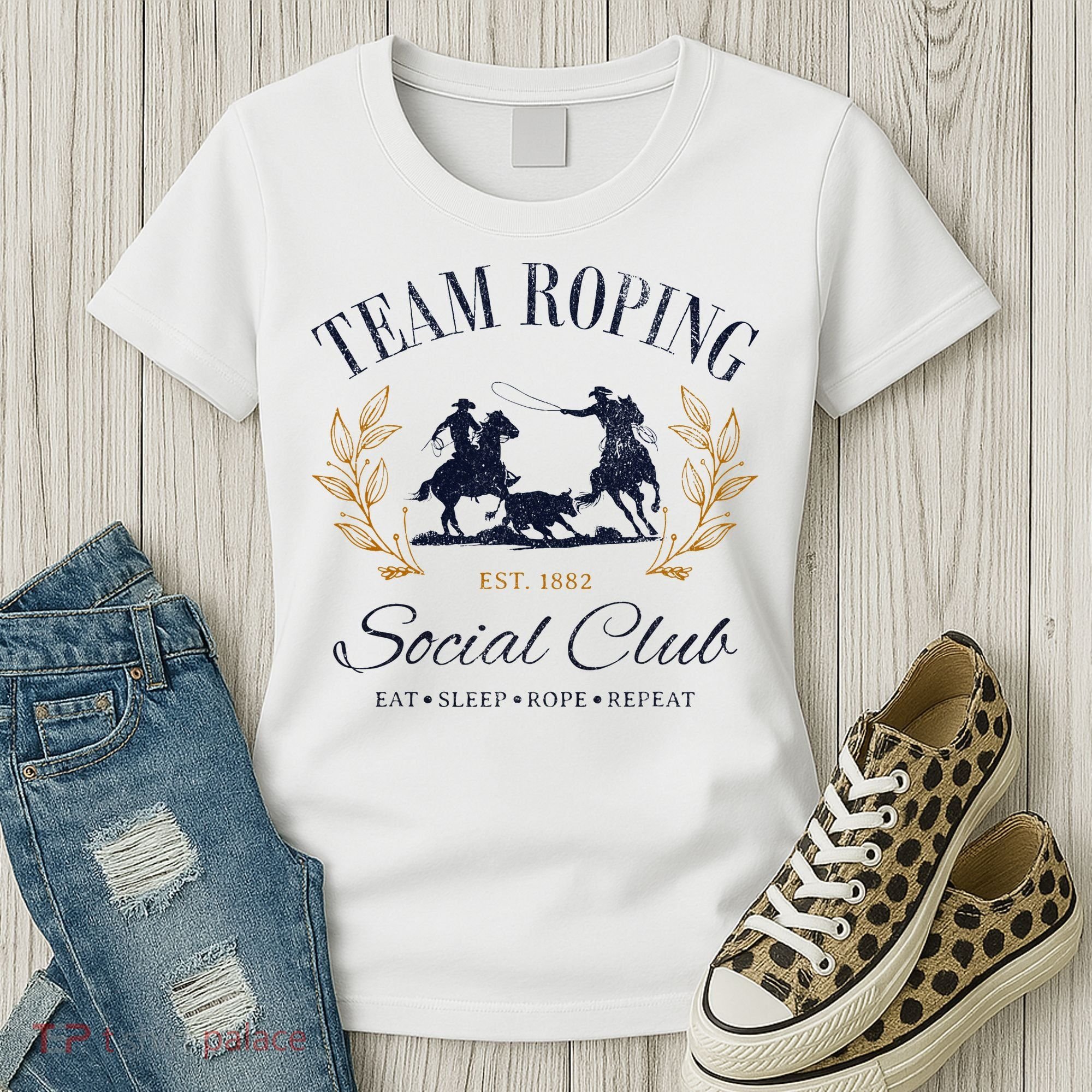 Team Roping Social Club Eat Sleep Rope Texas Rodeo Women's T-Shirt