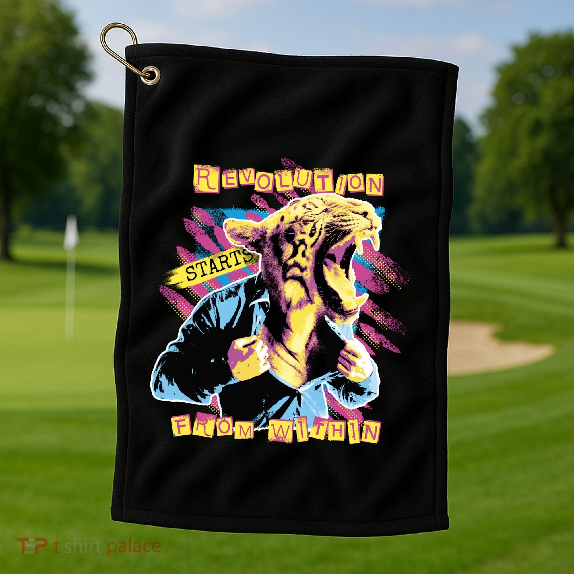 The Revolution Starts From Within Roaring Tiger Man Golf Towel