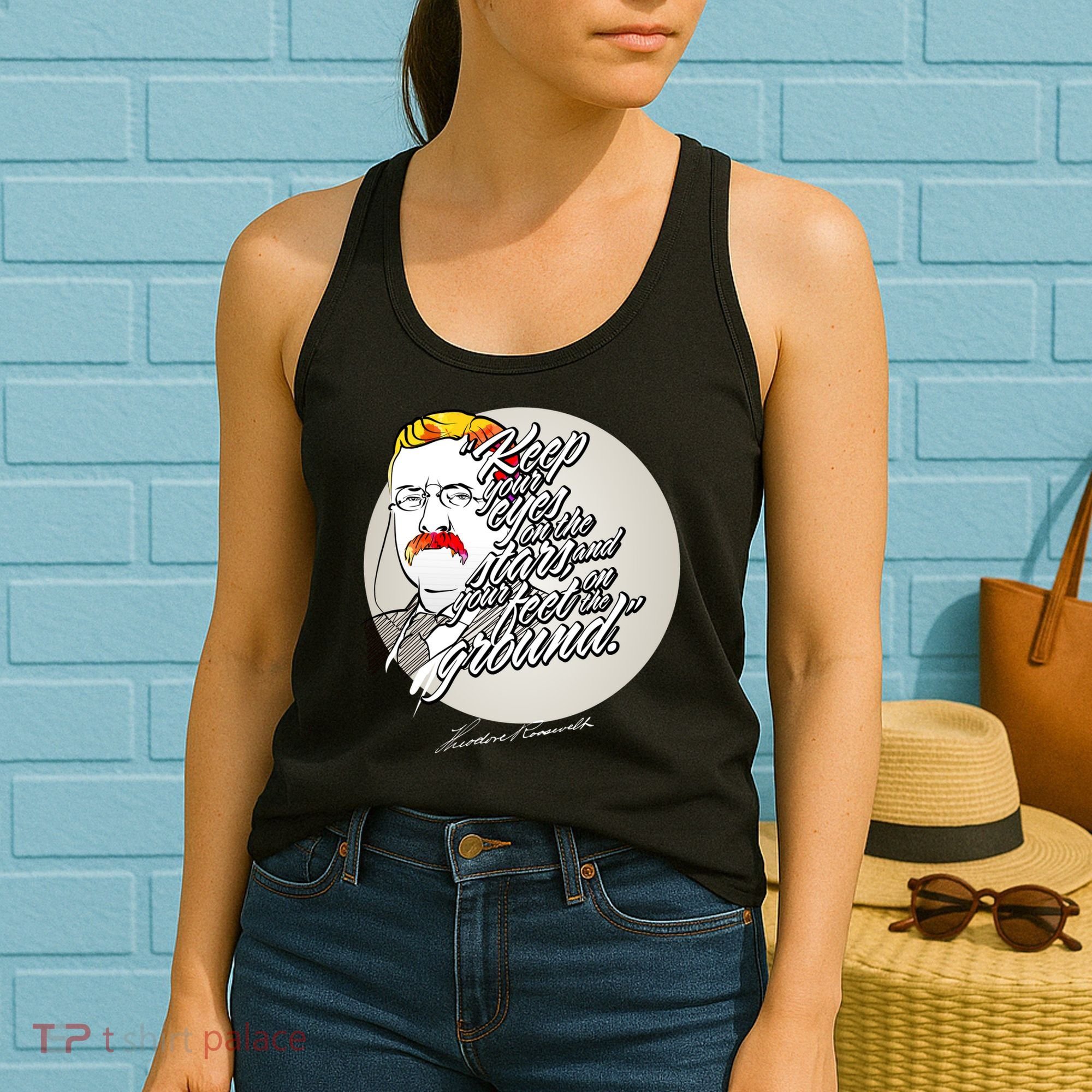 Theodore Roosevelt Sayings With Portrait Women's Tank Top