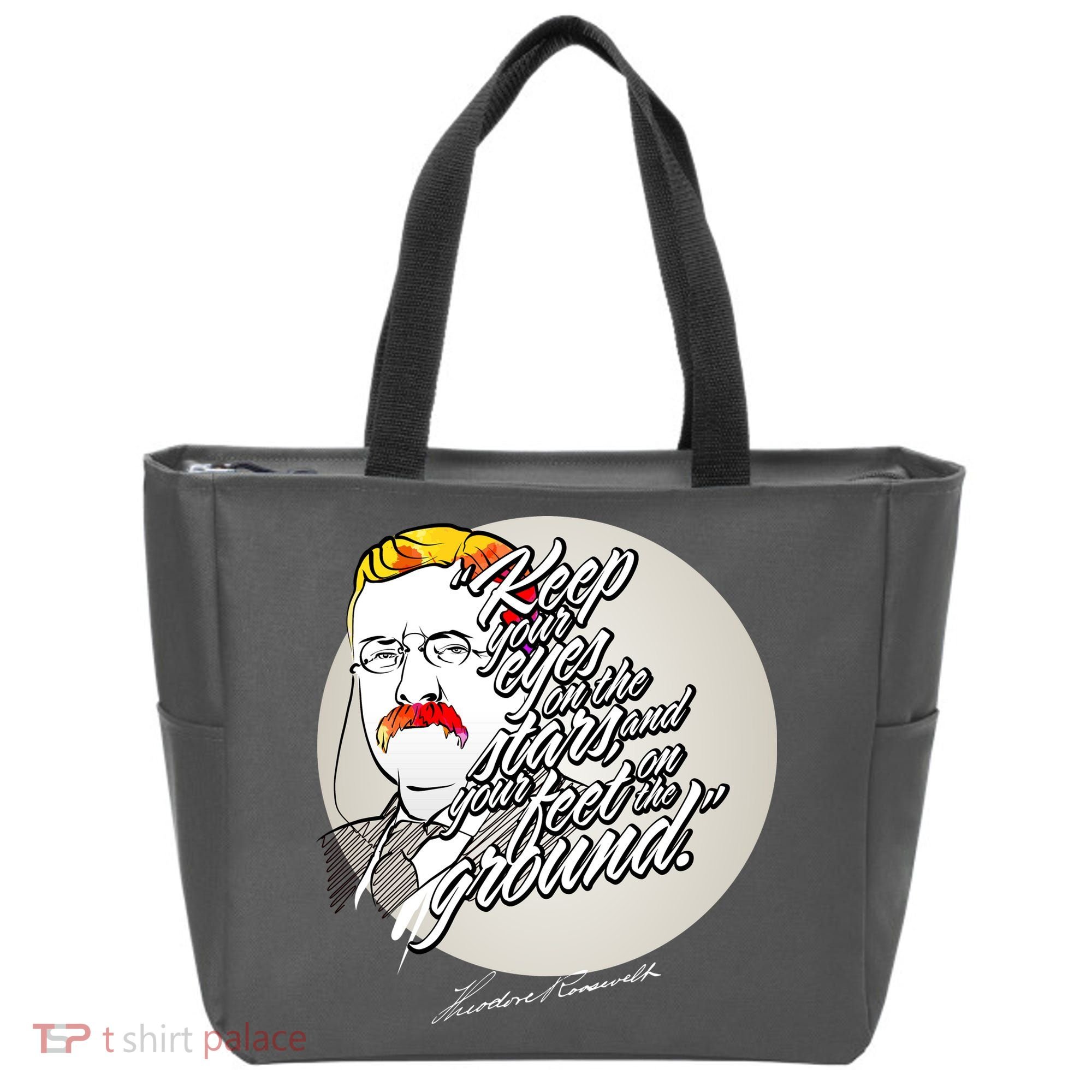 Theodore Roosevelt Sayings With Portrait Tote Bag