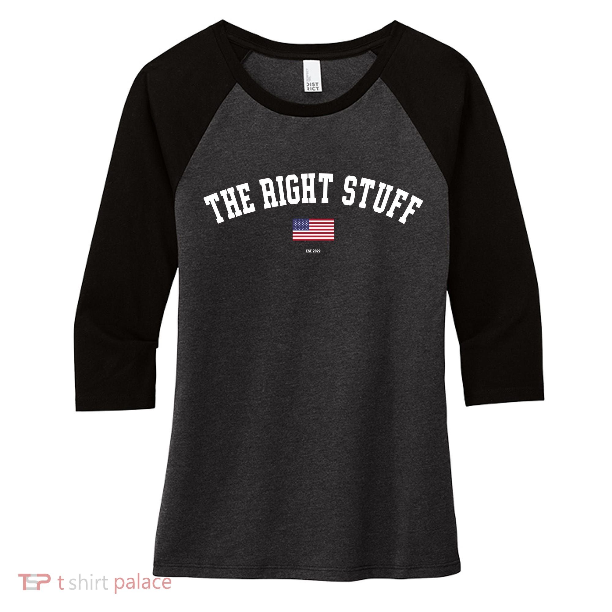 The Right Stuff Est 2024 Women's Tri-Blend 3/4-Sleeve Raglan Shirt