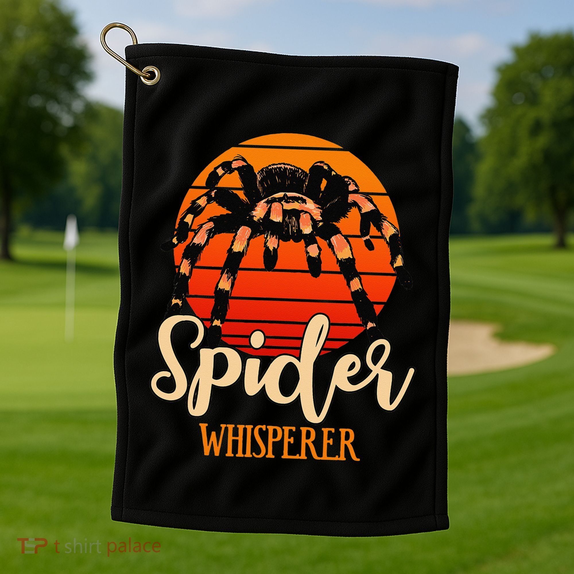 Tarantula Retro Sunset Arachnid Hairy Spiders Entomologist Golf Towel