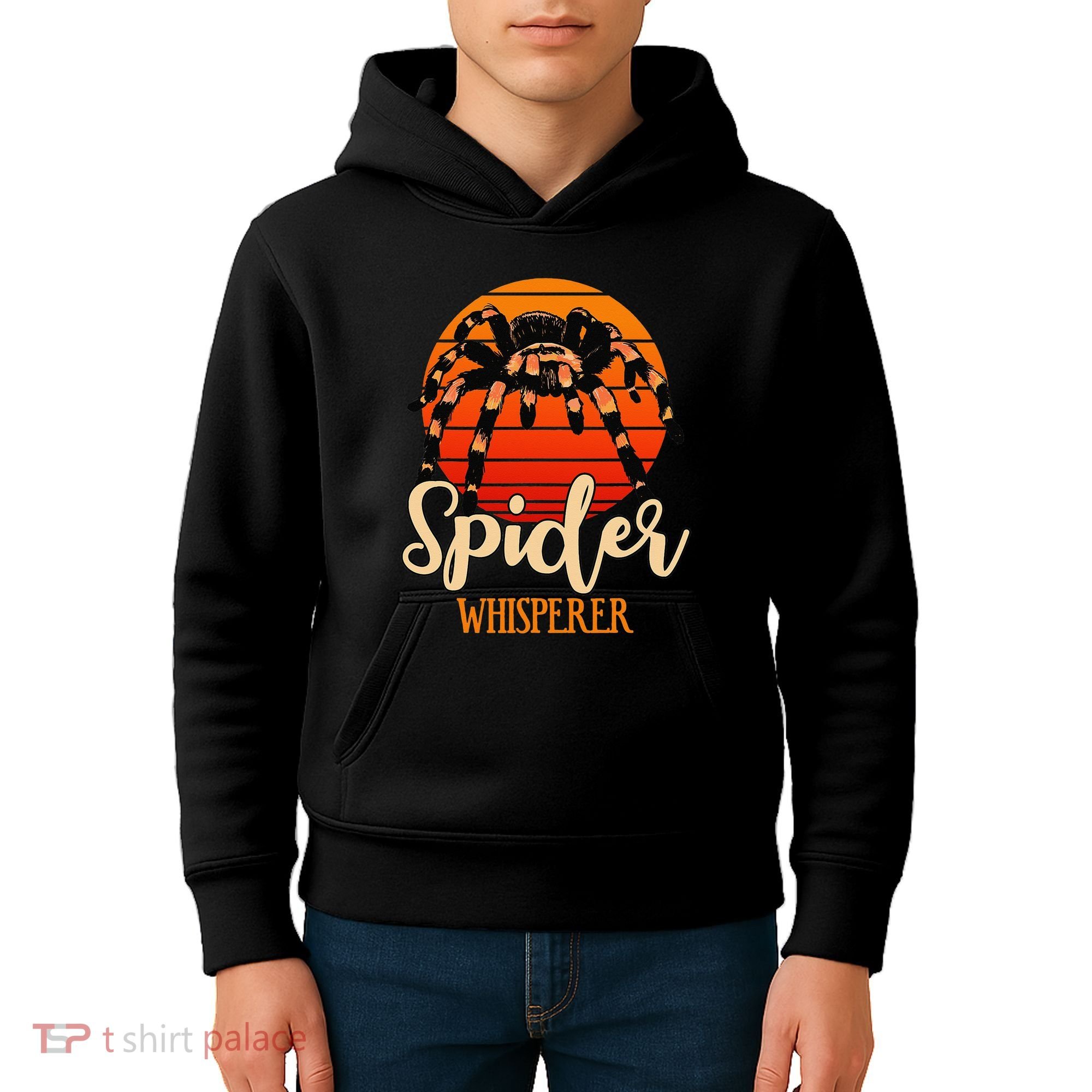 Tarantula Retro Sunset Arachnid Hairy Spiders Entomologist Kids Hoodie
