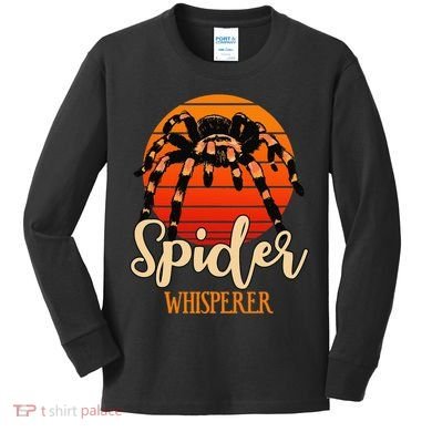 Tarantula Retro Sunset Arachnid Hairy Spiders Entomologist Kids Long Sleeve Shirt