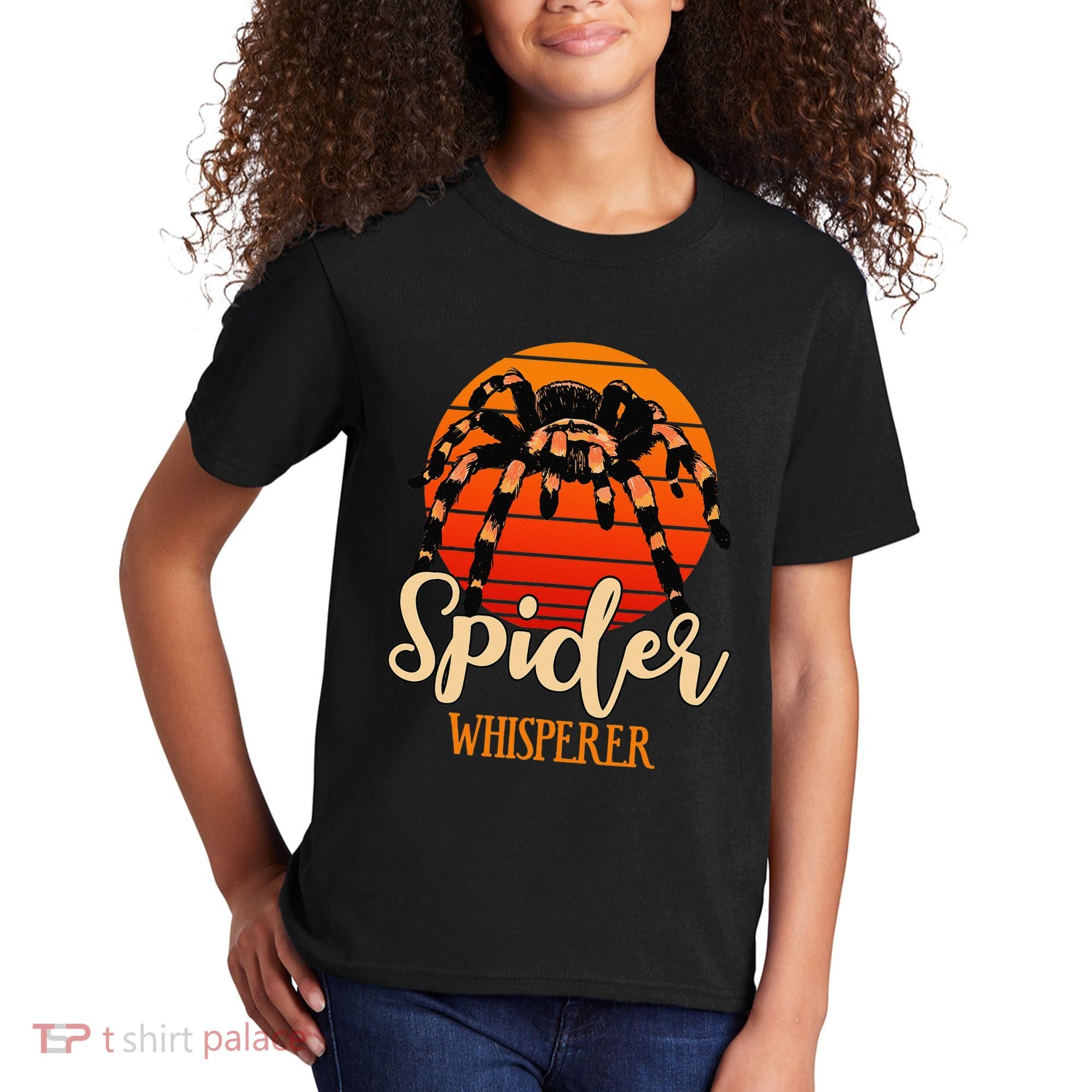 Tarantula Retro Sunset Arachnid Hairy Spiders Entomologist Kids T-Shirt