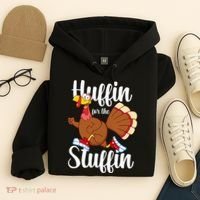 Thanksgiving Run Squad Huffin For The Stuffin Turkey Trot Hoodie thumb 4