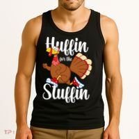 Thanksgiving Run Squad Huffin For The Stuffin Turkey Trot Tank Top thumb 3