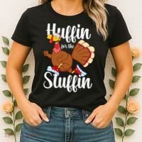 Thanksgiving Run Squad Huffin For The Stuffin Turkey Trot Women's T-Shirt thumb 2