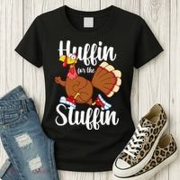 Thanksgiving Run Squad Huffin For The Stuffin Turkey Trot Women's T-Shirt thumb 3