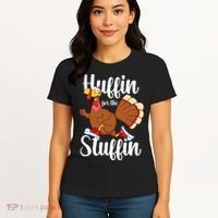 Thanksgiving Run Squad Huffin For The Stuffin Turkey Trot Women's T-Shirt thumb 4