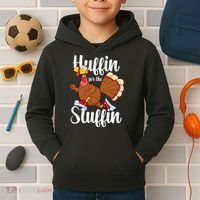 Thanksgiving Run Squad Huffin For The Stuffin Turkey Trot Kids Hoodie thumb 2