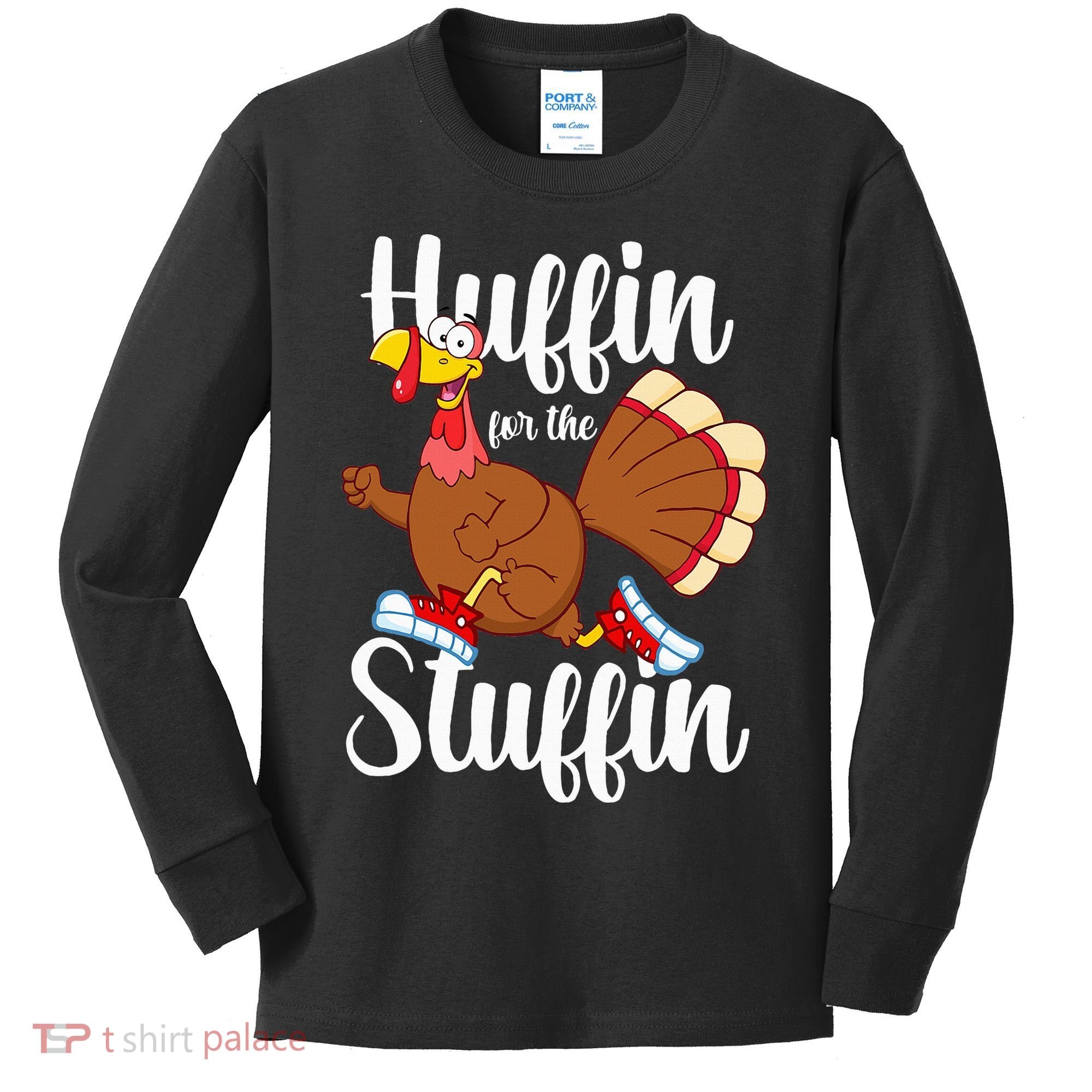 Thanksgiving Run Squad Huffin For The Stuffin Turkey Trot Kids Long Sleeve Shirt