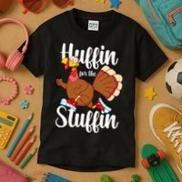 Thanksgiving Run Squad Huffin For The Stuffin Turkey Trot Kids T-Shirt thumb 3